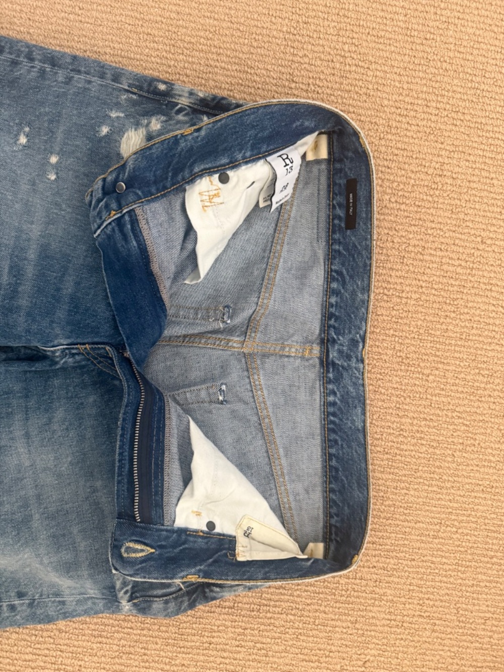 R13 Boyfriend Jeans in BAIN W/ RIPS - SZ 28 - Picture 10 of 13
